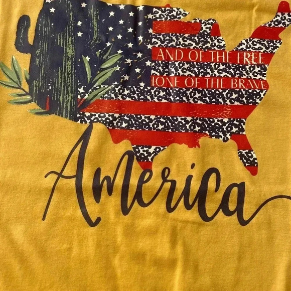 🆕American Map Land Of The Free Tank - Yellow XL🆕 - Picture 3 of 4